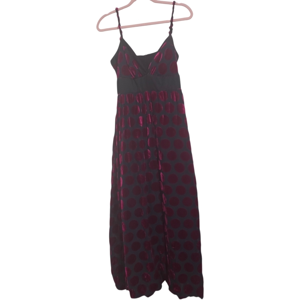 Voom by Joy Han Red Velvet Dot Maxi Dress – Size Large